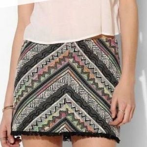 NWOT UO Multicolored Embroidered Tribal Mini Skirt
